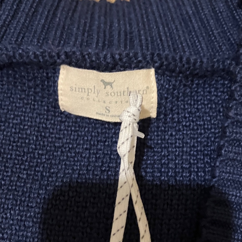 SIMPLY SOUTHERN Navy Cardigan with Pink and Green Argyle. Size Small. OVERSIZED. - Picture 9 of 9